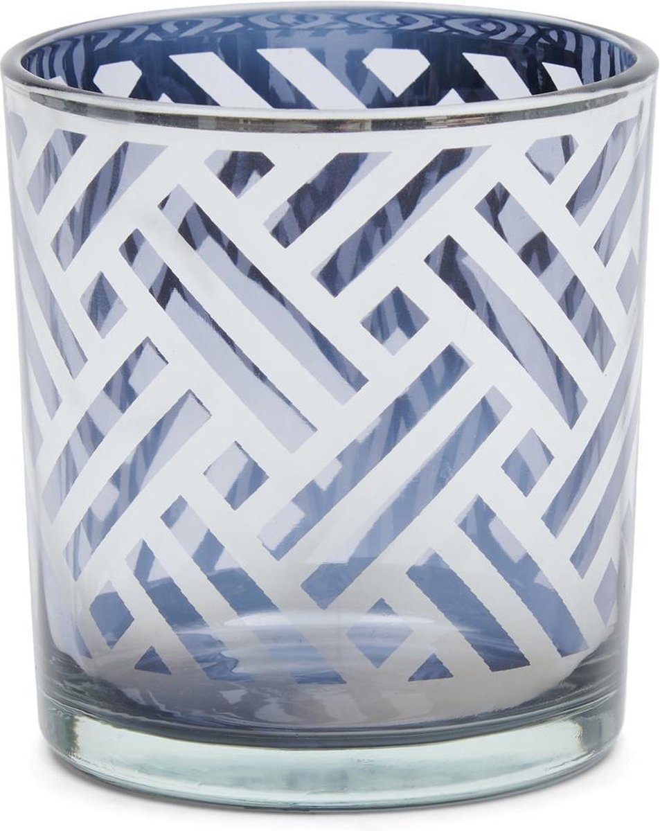 Riviera Maison Yacht Club Votive S - Glas - Zilver - 7.5x7.5x8.0 cm