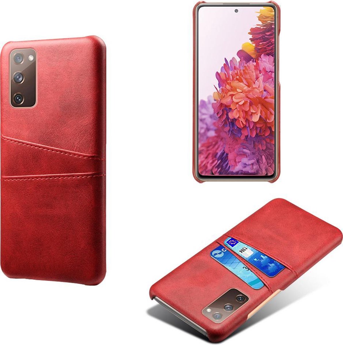 Backcover met Opbergvakjes + PMMA Screenprotector voor Galaxy S20 FE 4G/5G _ Rood