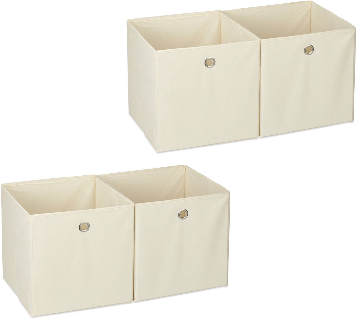 4 x opbergbox - stof - opvouwbaar - speelgoed - opbergmand - opbergen - beige