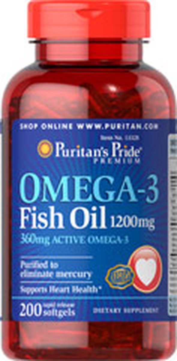 Puritan's Pride Omega 3 fish oil 1200 mg 200 Softgels 13328