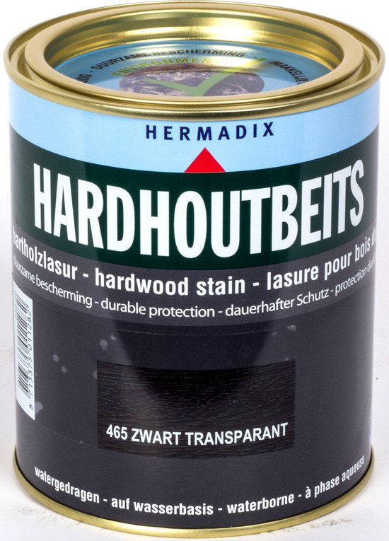 Hermadix Hardhout Beits - 0,75 liter - 465 Zwart Transparant