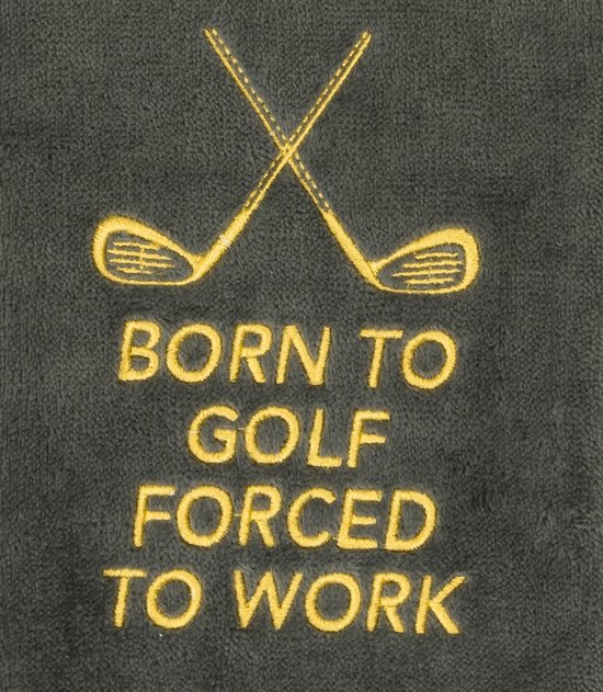 Nova Golf 'Born To Golf Forced To Work' Golfhanddoek - Grijs Geel van Nova Golf — afbeelding 2