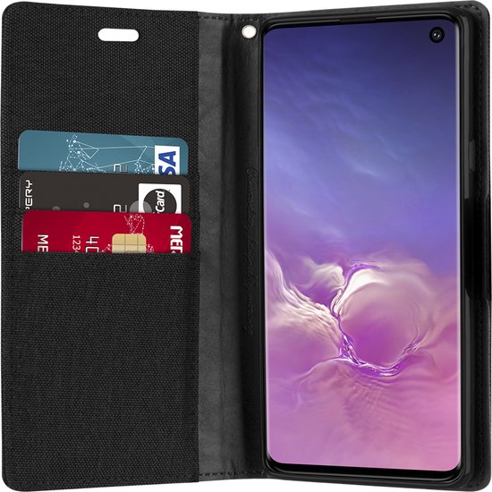 Hoesje geschikt voor Samsung Galaxy M10 - mercury canvas diary wallet case - zwart