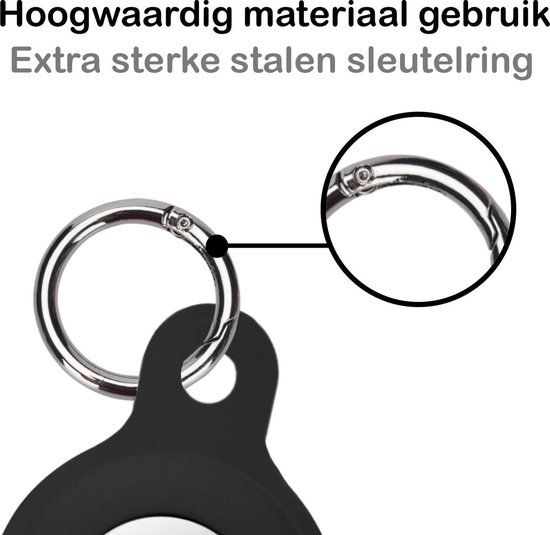 AirTag Porte-clés Etui AirTag Pendentif En Siliconen - Etui Porte-clés Pendentif AirTag - Zwart - PACK DE 2