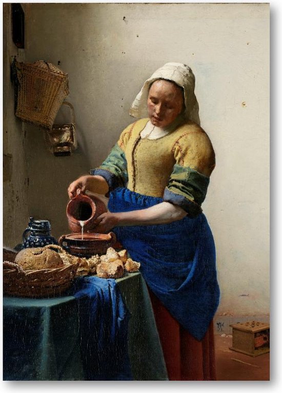 Het melkmeisje, Johannes Vermeer, ca. 1660 | Poster Staand | Johannes Vermeer
