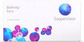 Biofinity® toric - Sterkte -0.75 - Cilinder -0.75 - As 100 - 3 pack - Maandlenzen - BC 8.70 - Torische contactlenzen