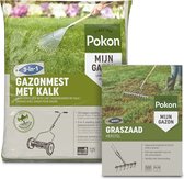 Pokon graszaad herstel 500 gram + Pokon gazonmest 3-in-1 met kalk 75m2