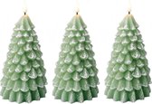 3x stuks led kaarsen kerstboom kaars groen D10 x H22 cm - Woondecoratie - Elektrische kaarsen - Kerstversiering