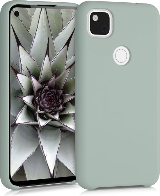 Étui pour téléphone kwmobile pour Google Pixel 4a - Étui avec revêtement en silicone - Étui pour smartphone en gris vert