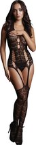 Le Desir – Lace Suspender Bodystocking – Black – One Size