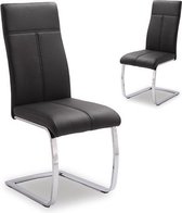 2 stoelen set met hoge ruglening PU met metalen frame chroom zwart