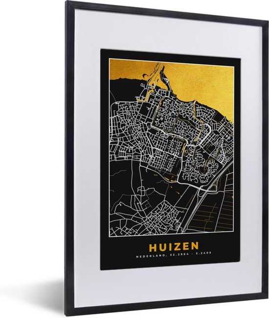 Fotolijst Incl Poster Plattegrond Huizen Goud Zwart X Cm Posterlijst Bol Com