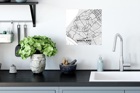 Poster Plan de la ville - Westland - Grijs - Wit - 30x30 cm