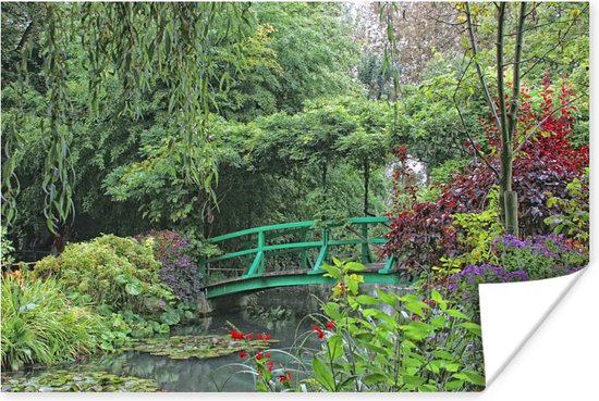 Poster - Groene brug met meer in de Franse tuin van Monet in Giverny