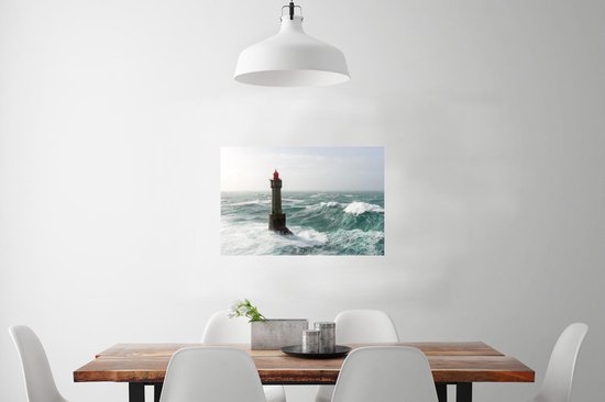 Affiche Le Phare Français de la Jument entre les vagues 60x40 cm - Tirage photo sur Poster (décoration murale salon / chambre)