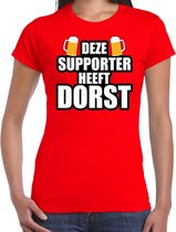 Belgie fan t-shirt voor dames - Deze supporter heeft dorst - Belgium/ bier supporter - EK/ WK shirt / outfit L