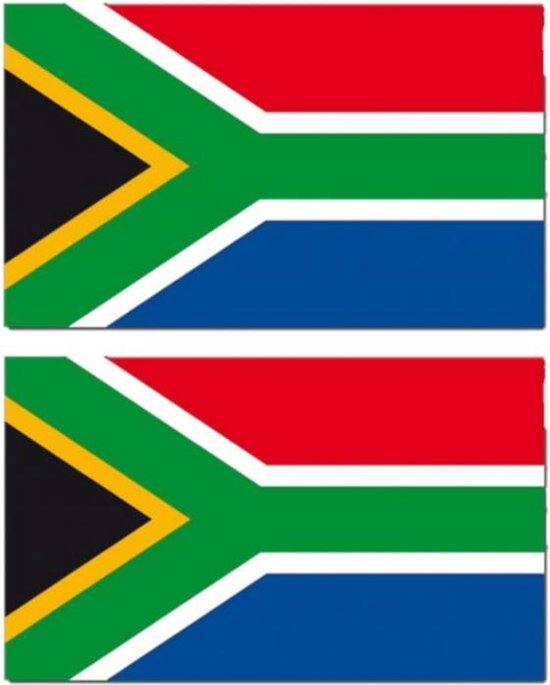 2x stuks vlag Zuid Afrika 90 x 150 cm feestartikelen - Zuid Afrika landen thema supporter/fan decoratie artikelen