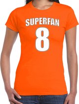 Superfan nummer 8 oranje t-shirt Holland / Nederland supporter EK/ WK voor dames XL