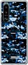 6F hoesje - geschikt voor Sony Xperia 5 III -  Transparant TPU Case - Navy Camouflage #ffffff