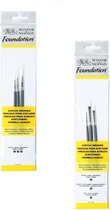 Winsor & Newton Foundation™ Acrylic Brushes / Aquarelpenselen / Set van 2x3 Penselen met verschillende Borstels.