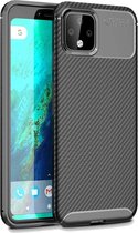 Carbon Fiber Texture Shockproof TPU Case voor Google Pixel 4 (zwart)