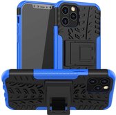 Voor iPhone 12 mini Tyre Texture Shockproof TPU + PC beschermhoes met houder (blauw)