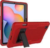 Contrasterende kleur Robot schokbestendig siliconen + pc-beschermhoes met houder voor Samsung Galaxy Tab S6 Lite P610 (rood zwart)