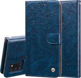 Voor Samsung Galaxy A21s zakelijke stijl olie wax textuur horizontale flip lederen tas, met houder & kaartsleuven & portemonnee (blauw)
