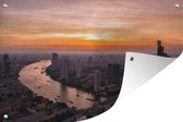 Tuindecoratie Bangkok - Skyline - Zonsondergang - 60x40 cm - Tuinposter - Tuindoek - Buitenposter