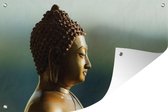 Tuindecoratie Boeddha beeld fotoprint - 60x40 cm - Tuinposter - Tuindoek - Buitenposter