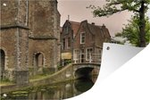 Tuinposter - Tuindoek - Tuinposters buiten - Brug - Water - Delft - 120x80 cm - Tuin