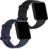kwmobile 2x armband voor Xiaomi Mi Watch Lite / Redmi Watch - Bandjes voor fitnesstracker in zwart / donkerblauw