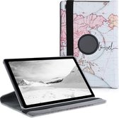 kwmobile hoes voor Samsung Galaxy Tab A7 10.4 (2022 / 2020) - 360 graden tablethoes - Travel Wereldkaart design - zwart / meerkleurig