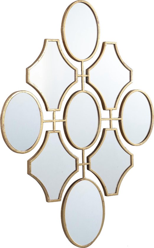 PTMD Dilara Gold ijzeren spiegel ruit met 9 spiegeltjes