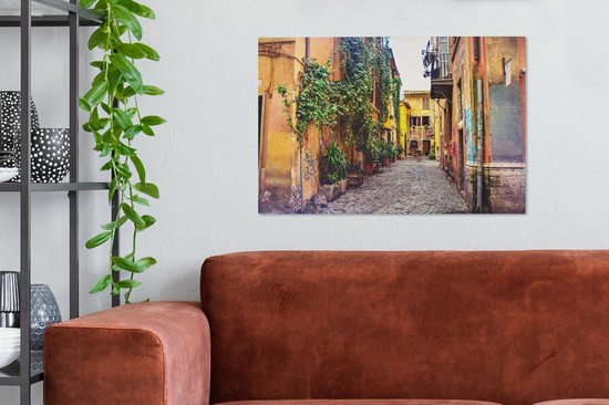 Ancienne ruelle de Rome 90x60 cm - Tirage photo sur toile (Décoration murale salon / chambre)