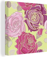 Tableau sur toile Roses - Rose - Motifs - 50x50 cm - Décoration murale