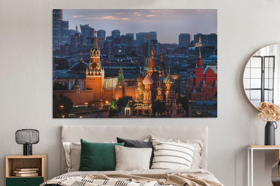 Moscou le soir toile 2cm 180x120 cm - Tirage photo sur toile (Décoration murale salon / chambre) XXL / Groot format!