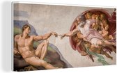 Canvas Schilderij De schepping van Adam - Schilderij van Michelangelo - 80x40 cm - Wanddecoratie