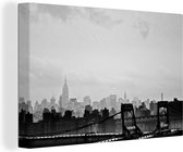 Canvas schilderij 180x120 cm - Wanddecoratie New York skyline in zwart-wit - Muurdecoratie woonkamer - Slaapkamer decoratie - Kamer accessoires - Schilderijen