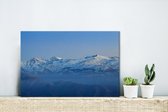 Canvas Schilderij Panorama van besneeuwde bergtoppen in het Nationaal park Sierra Nevada in de VS - 30x20 cm - Wanddecoratie