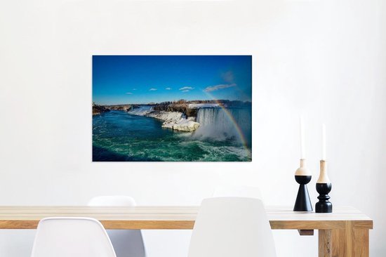 Bel arc-en-ciel aux chutes du Niagara en Amérique Toile 90x60 cm - Tirage photo sur toile (Décoration murale salon / chambre)