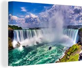 Canvas Schilderij Kleurrijke panorama van de Niagarawatervallen - 120x80 cm - Wanddecoratie