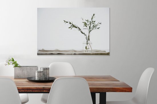 Branches d'eucalyptus dans un vase en verre toile 90x60 cm - Tirage photo sur toile (Décoration murale salon / chambre) / Peintures Fleurs sur toile