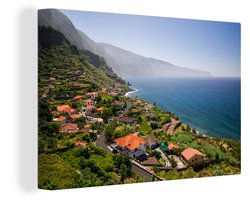 Canvas Schilderij De stad Ponta Delgada op Madeira - 90x60 cm - Wanddecoratie