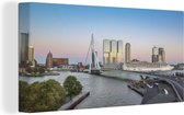 Canvas Schilderij Rotterdam - Water - Brug - 80x40 cm - Wanddecoratie