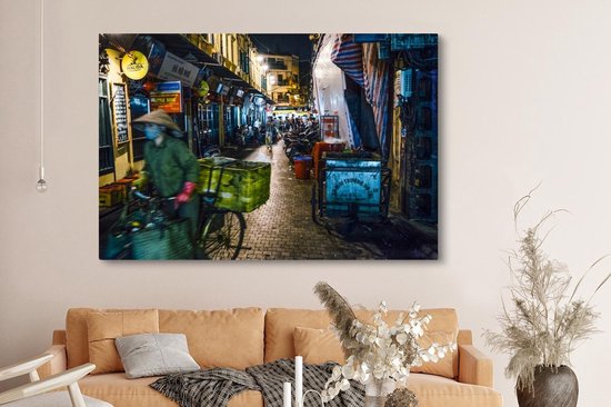 Le vieux quartier de Hanoi Vietnam Toile 180x120 cm - Tirage photo sur toile (Décoration murale salon / chambre) XXL / Groot format!
