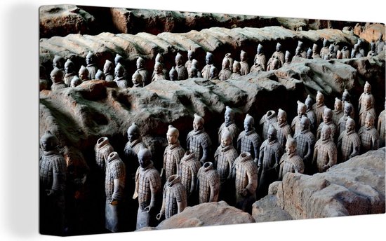 Het Aziatische Terracotta leger van Qin Shi Huangdi in China Canvas 40x20 cm - Foto print op Canvas schilderij (Wanddecoratie woonkamer / slaapkamer)