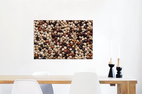 Close up van kleuren van de quinoa korrels Canvas 140x90 cm - Foto print op Canvas schilderij (Wanddecoratie woonkamer / slaapkamer)
