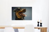 Canvas Schilderij Rottweiler met de tong uit de mond - 90x60 cm - Wanddecoratie