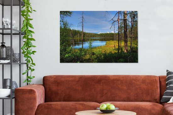 Reflet des forêts dans un lac calme dans le parc national de Skulesogen Toile 120x80 cm - Tirage photo sur toile (Décoration murale salon / chambre)